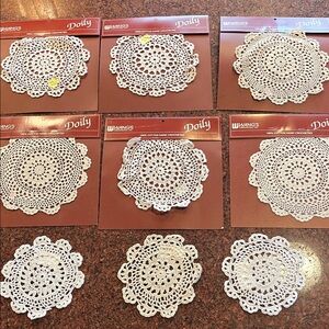 Wang International White Crochet Doilies Set of 9 brand new in original package